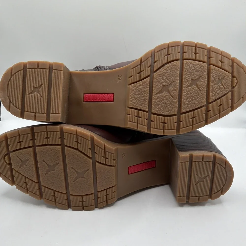 NWT Pikolinos Llanes W7H-8507 Caoba Brown Ankle Boots Size 39 US 9